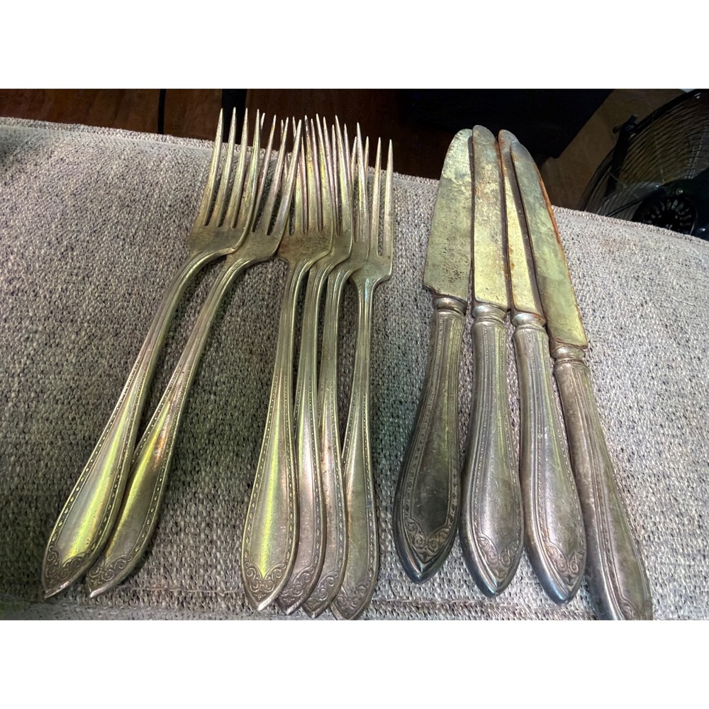 Victorian SHERATON Silverplate Flatware c1910 4 knives 6 forks